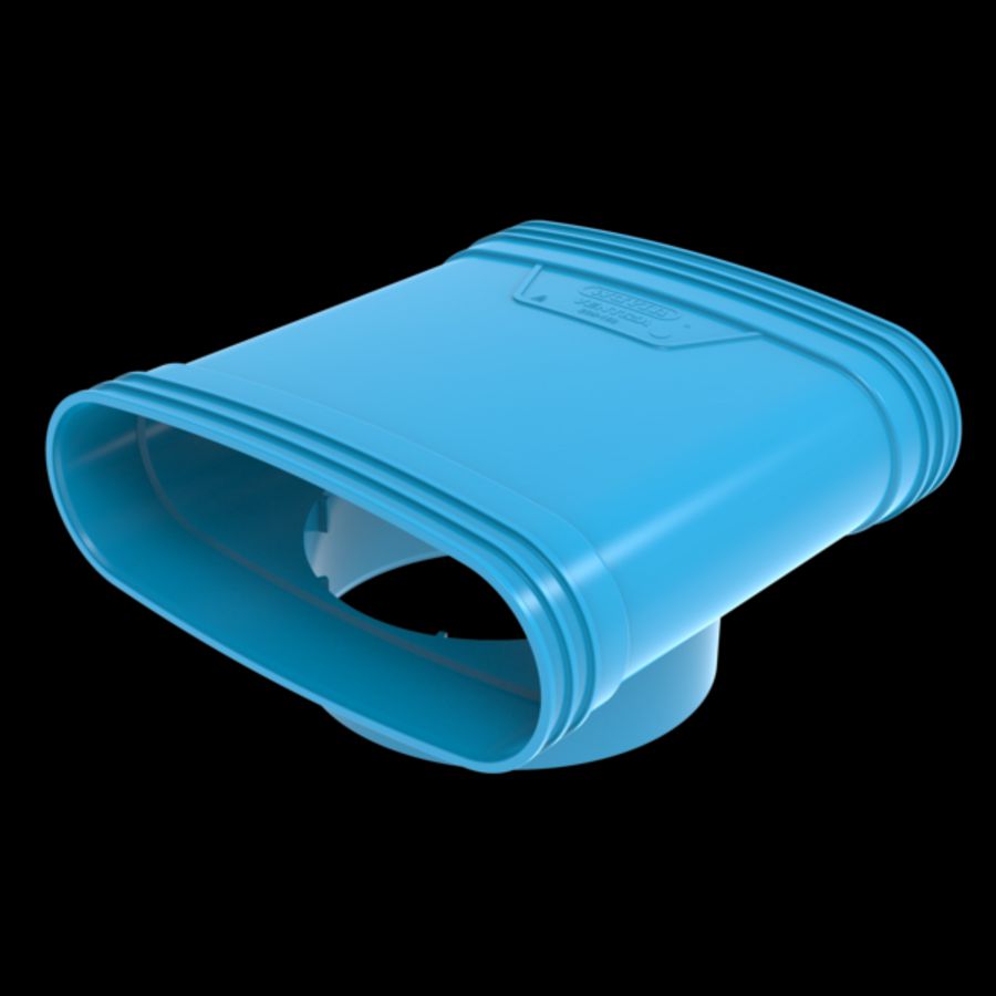 T-stuk lijm 90° PVC luchtverdeelsysteem VENTIZA blauw (235x80mm) x Ø160mm x (235x80mm) 3x mof