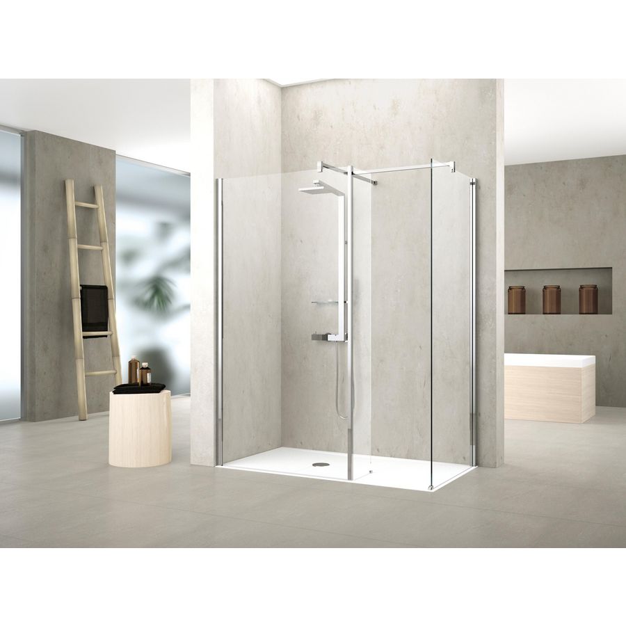 Kuadra hl 100 zijpaneel 100 cm helder glas rvs-look