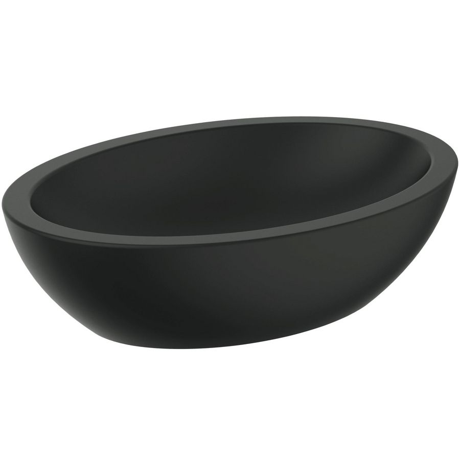 opbouwwast ovaal 60x42cm zonder kraangat onder overloop silk black