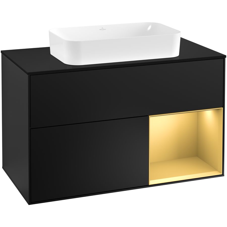 Wastafelonderkast Finion 1000x603x501mm Black Matt Lacquer F252HFPD