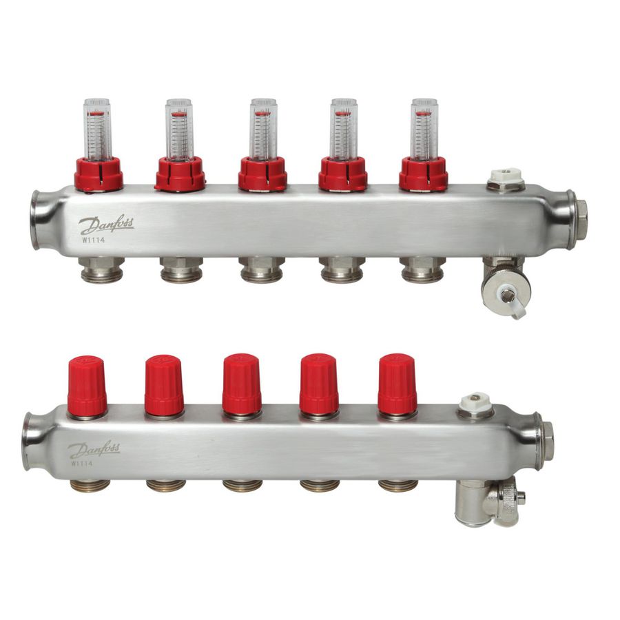 SSM-F Verdeler RVS flowmeters 5-groeps LTV vloerverwarming