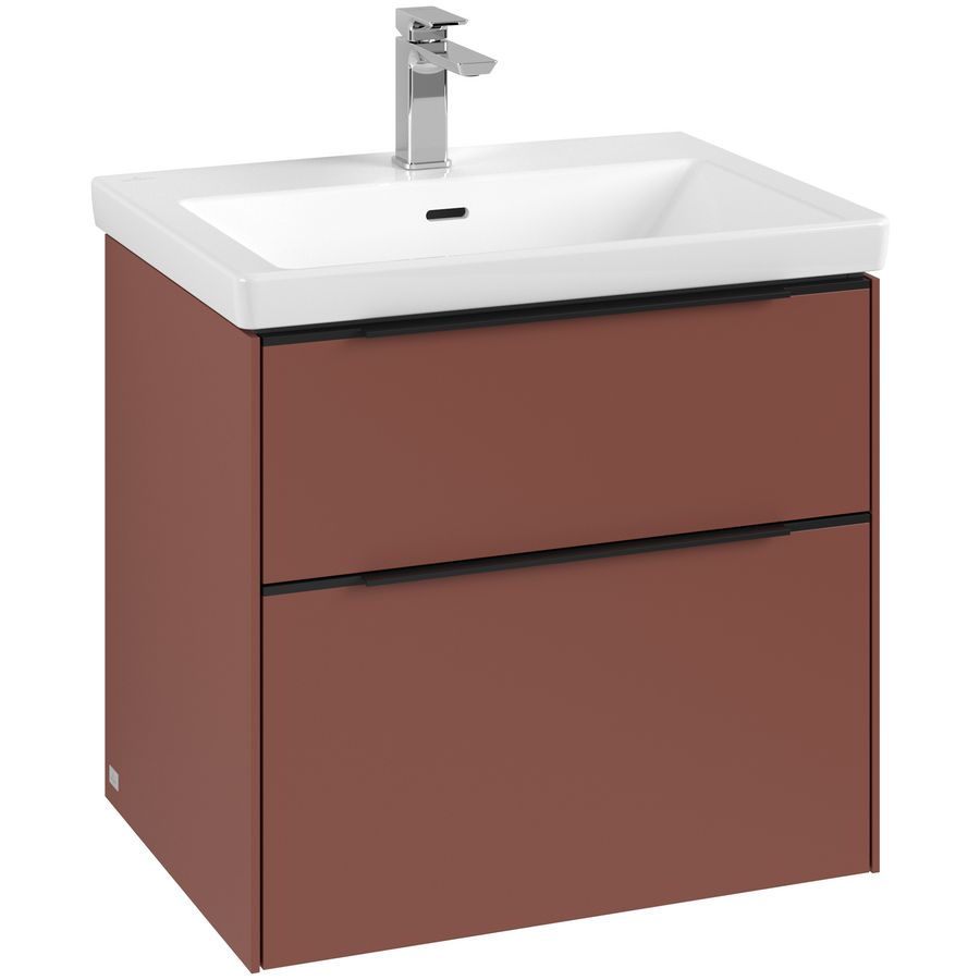 Wastafelonderkastkast SUBWAY 3.0 622x576x478mm Wine Red C57601AH greep Volcano Black