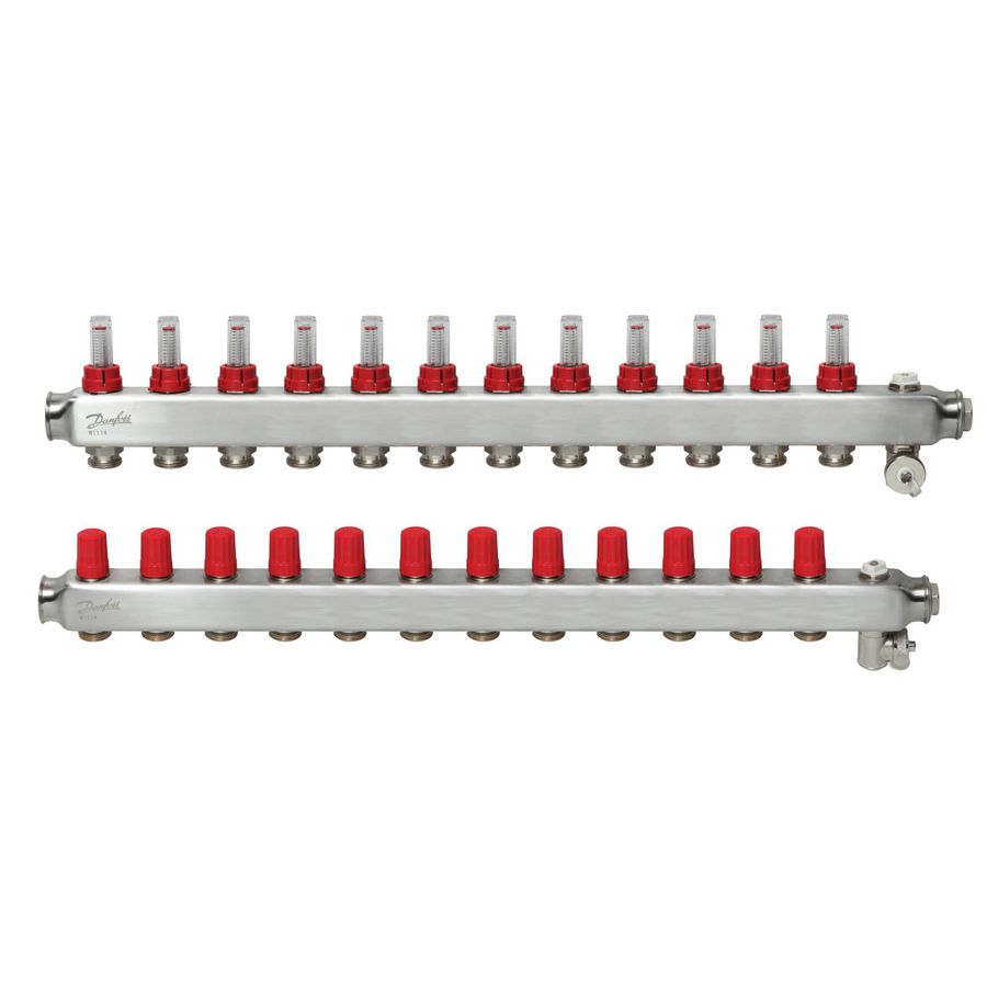 SSM-F Verdeler RVS flowmeters 12-groeps LTV vloerverwarming