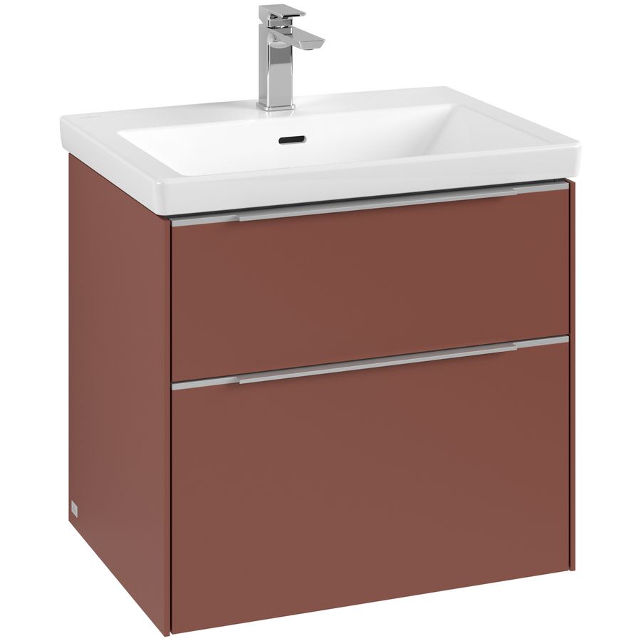 Wastafelonderkastkast SUBWAY 3.0 622x576x478mm Wine Red C576L0AH greep alu. glans