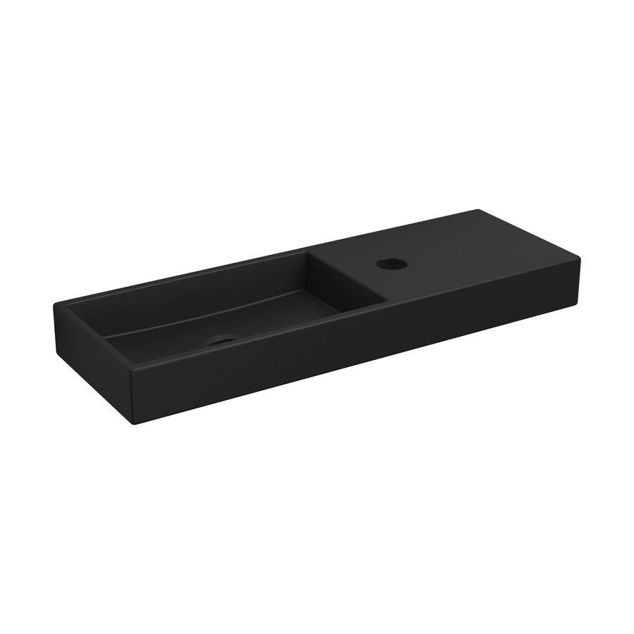 Fontein 560x190mm mat zwart RE met kraangat zonder overloop/plug