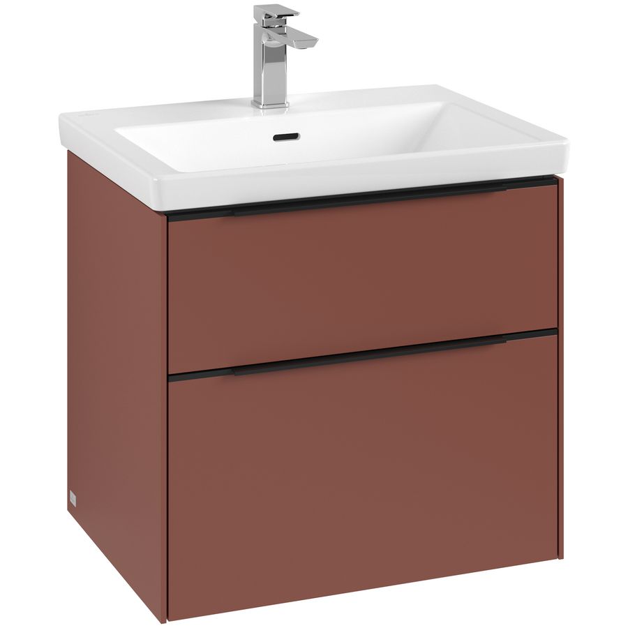 Wastafelonderkastkast SUBWAY 3.0 622x576x478mm Wine Red C576L1AH greep Volcano Black
