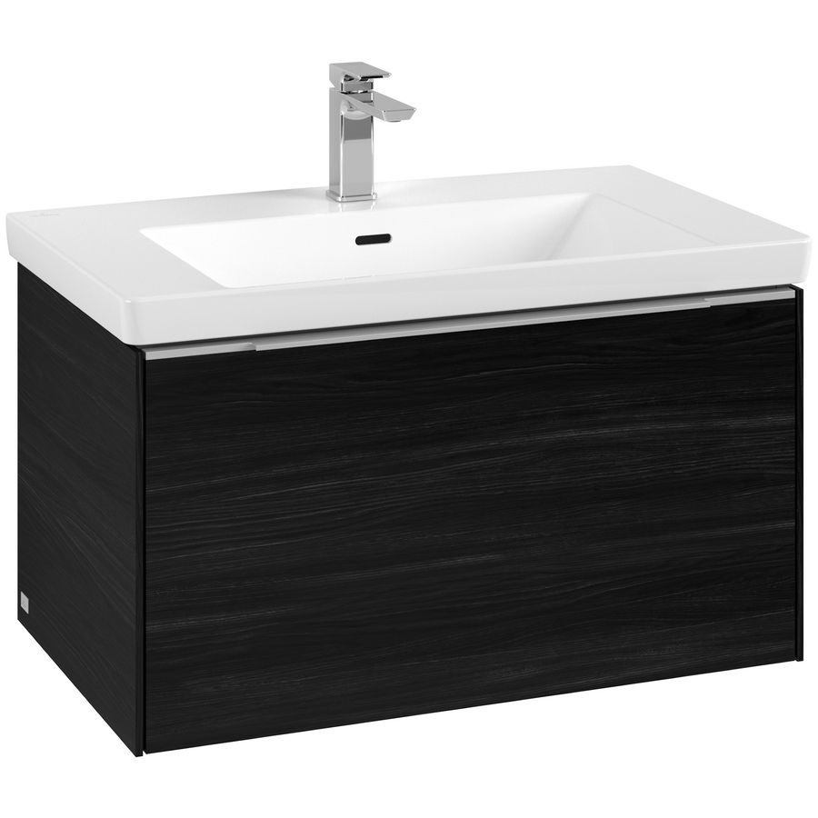 Wastafelonderkastkast SUBWAY 3.0 772x429x478mm Black Oak C57300AB greep alu. glans