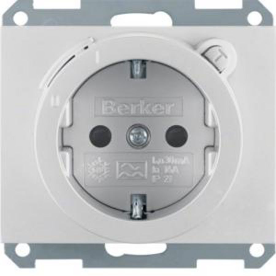 Wandcontactdoos RA aardlekschak. berker K.1/K.5 aluminium