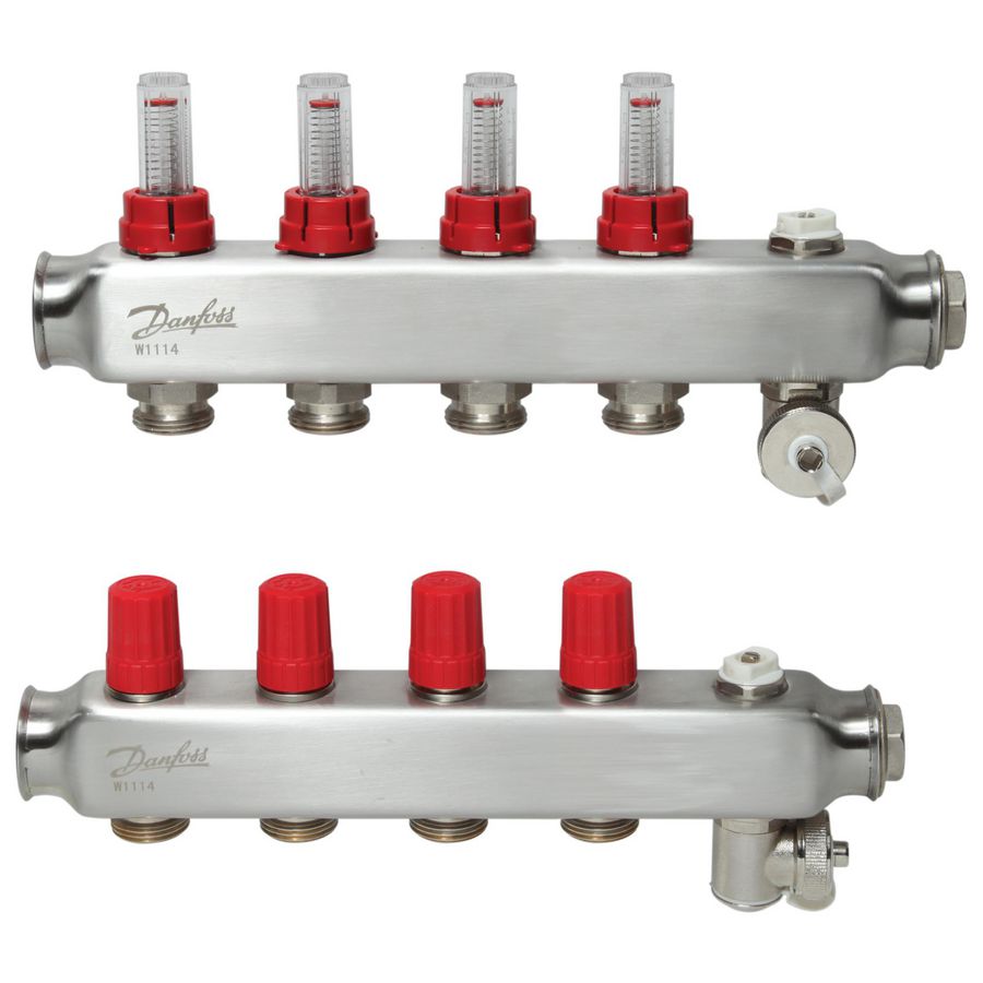 SSM-F Verdeler RVS flowmeters 4-groeps LTV vloerverwarming