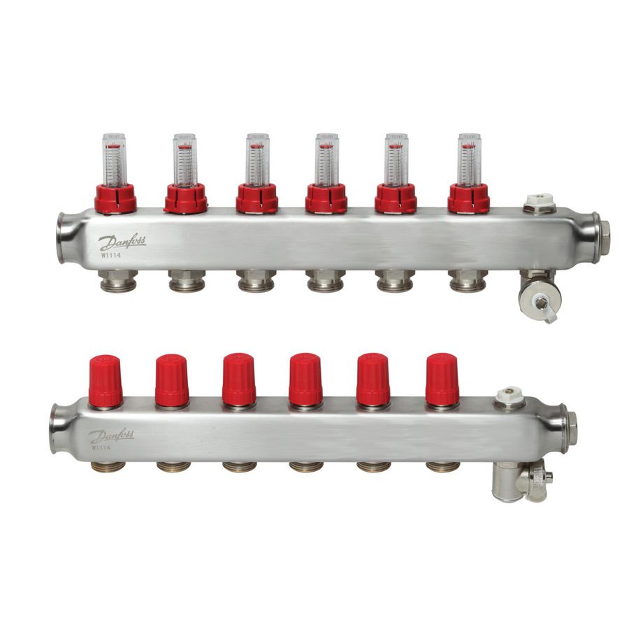 SSM-F Verdeler RVS flowmeters 6-groeps LTV vloerverwarming