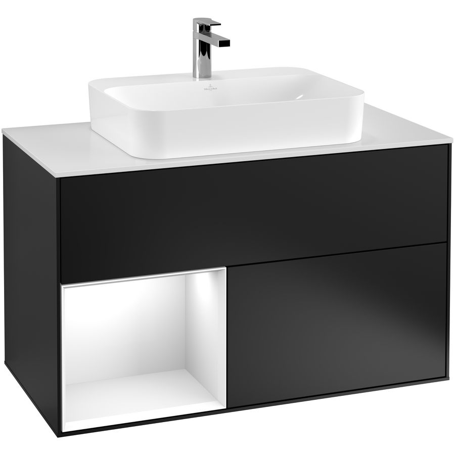 Wastafelonderkast Finion 1000x603x501mm Black Matt Lacquer F361GFPD