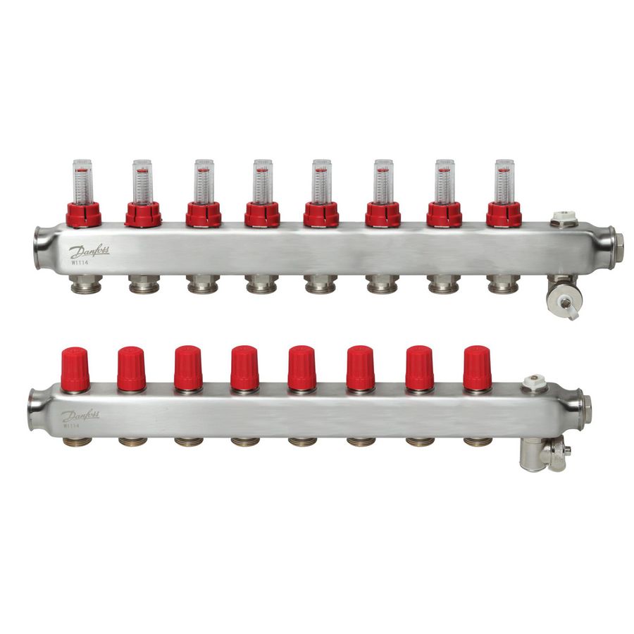 SSM-F Verdeler RVS flowmeters 8-groeps LTV vloerverwarming