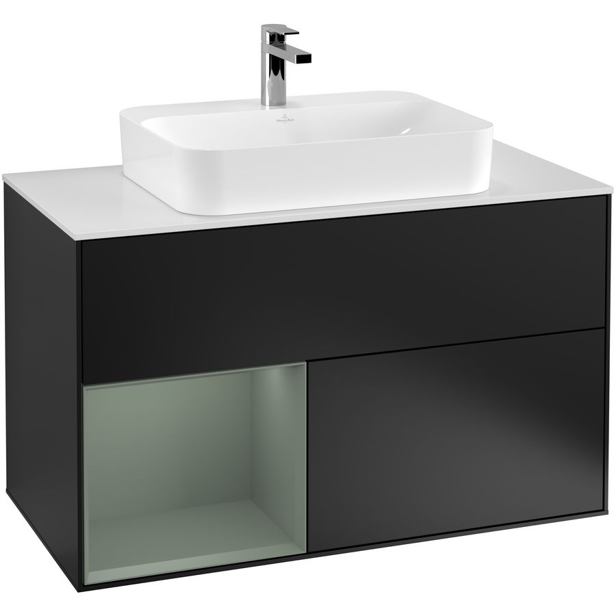 Wastafelonderkast Finion 1000x603x501mm Black Matt Lacquer F361GMPD