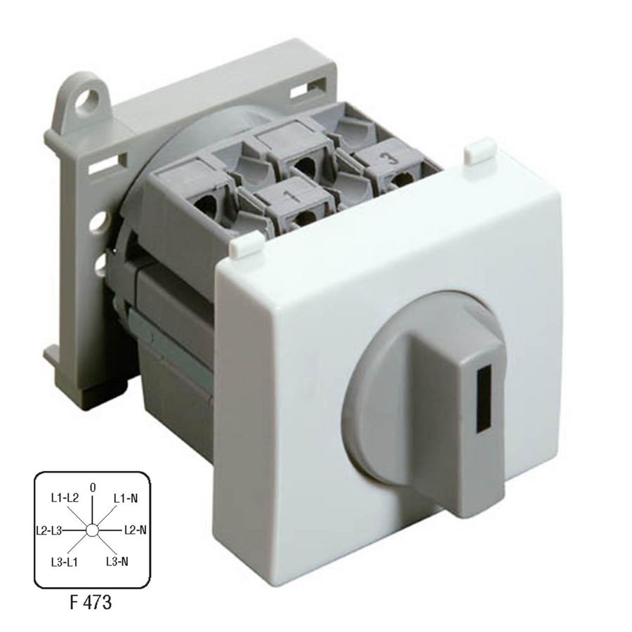 Voltmeter omschakelaar 25A 4-polig modulair