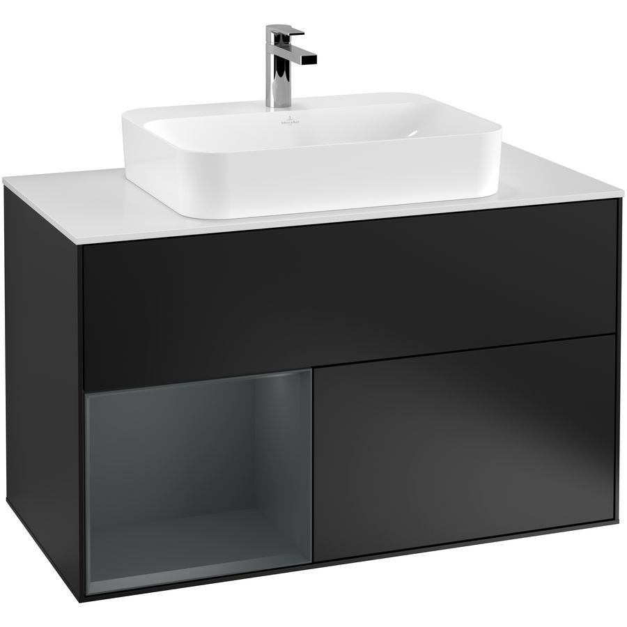 Wastafelonderkast Finion 1000x603x501mm Black Matt Lacquer F361HGPD
