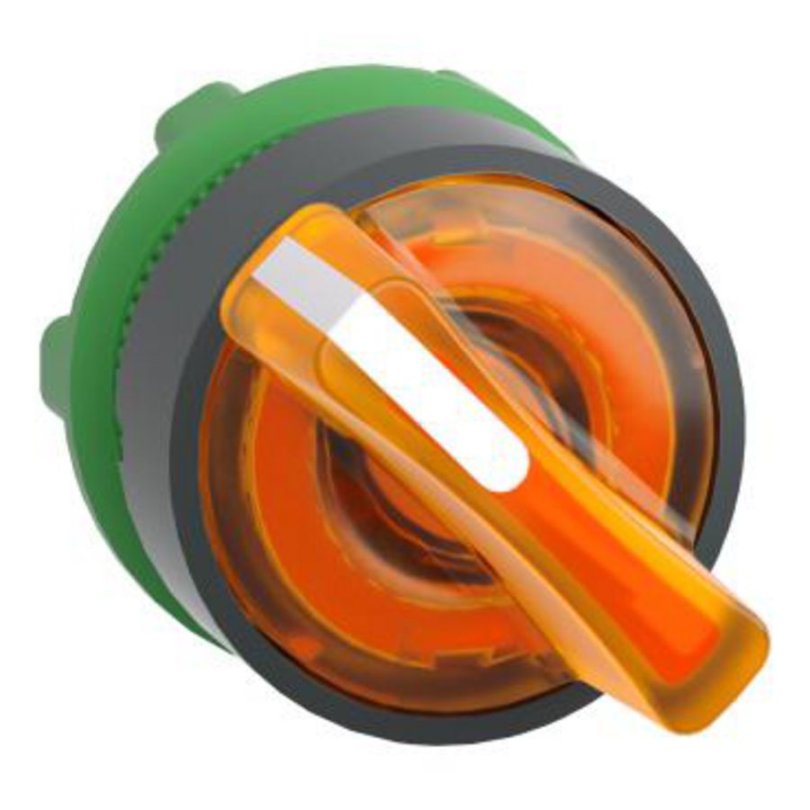 Kop keuzeschakelaar Verlicht 2 standen 22mm Oranje