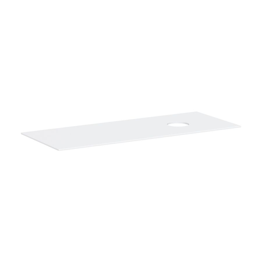 Console Xevolos E 1370/550 met uitsparing  rechts waskom z. kraangat mat wit