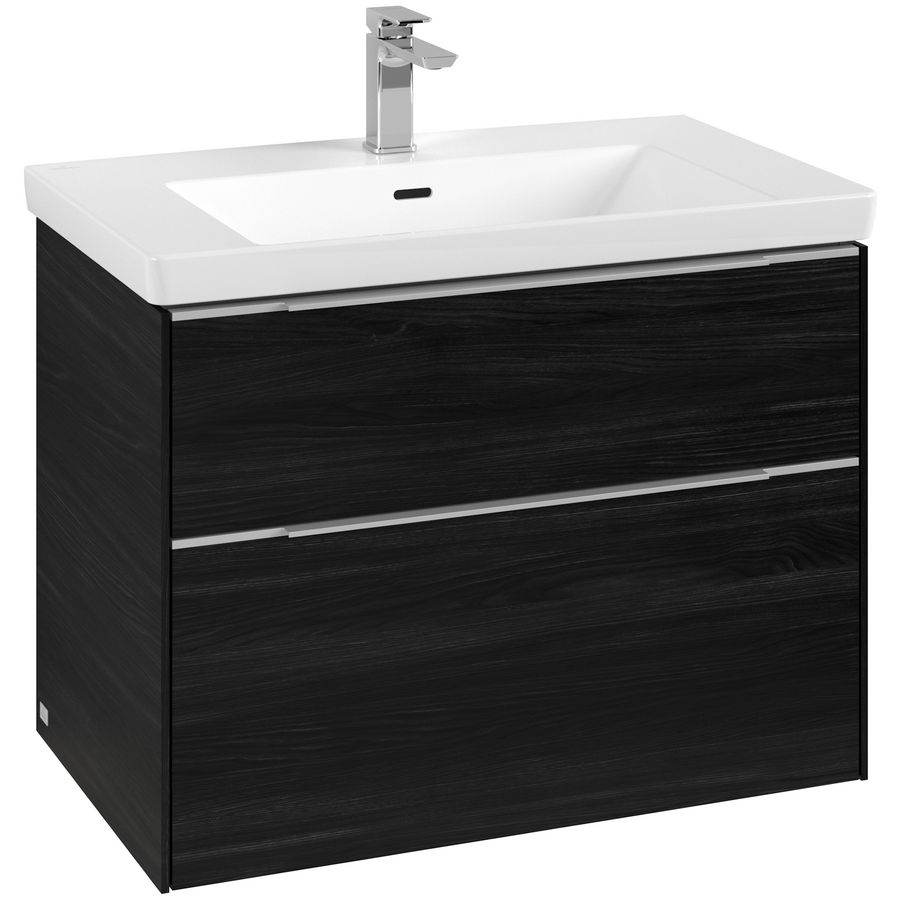 Wastafelonderkastkast SUBWAY 3.0 772x576x478mm Black Oak C574L0AB greep alu. glans