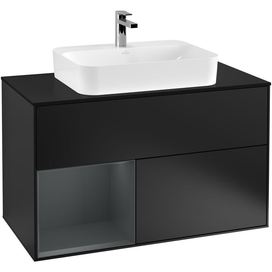 Wastafelonderkast Finion 1000x603x501mm Black Matt Lacquer F362HGPD
