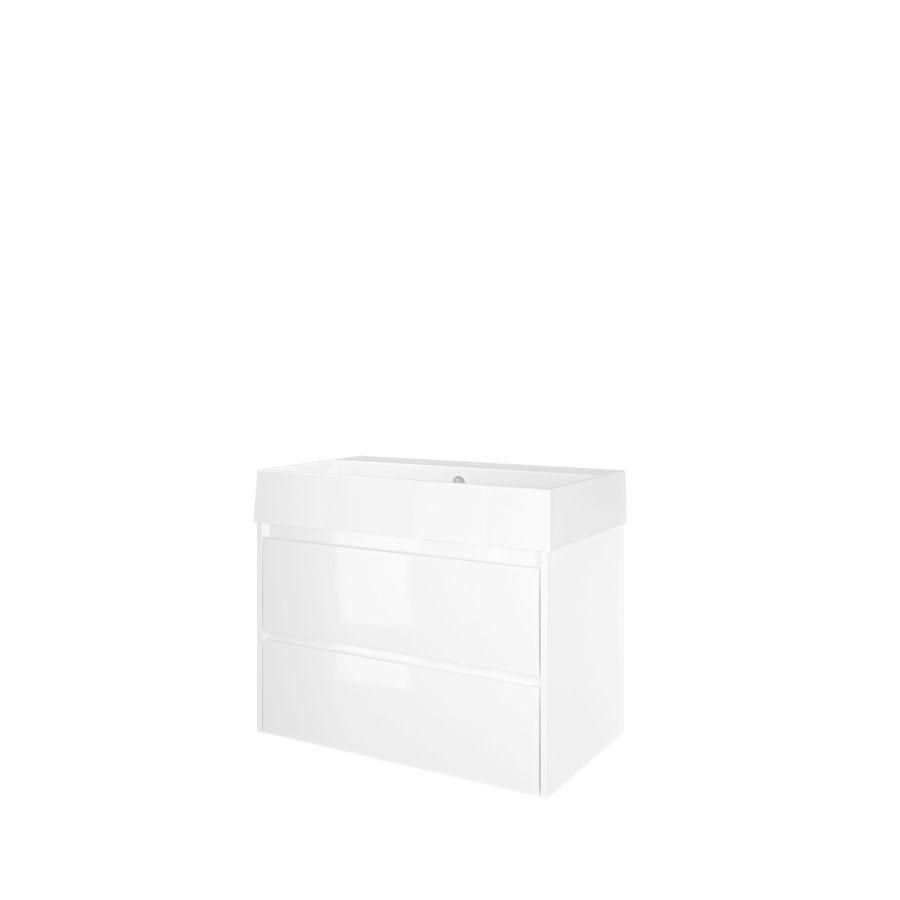 Set Proline porselein Loft wastafel wit met 1 kraangat onderkast symmetrisch glans wit 80x46cm
