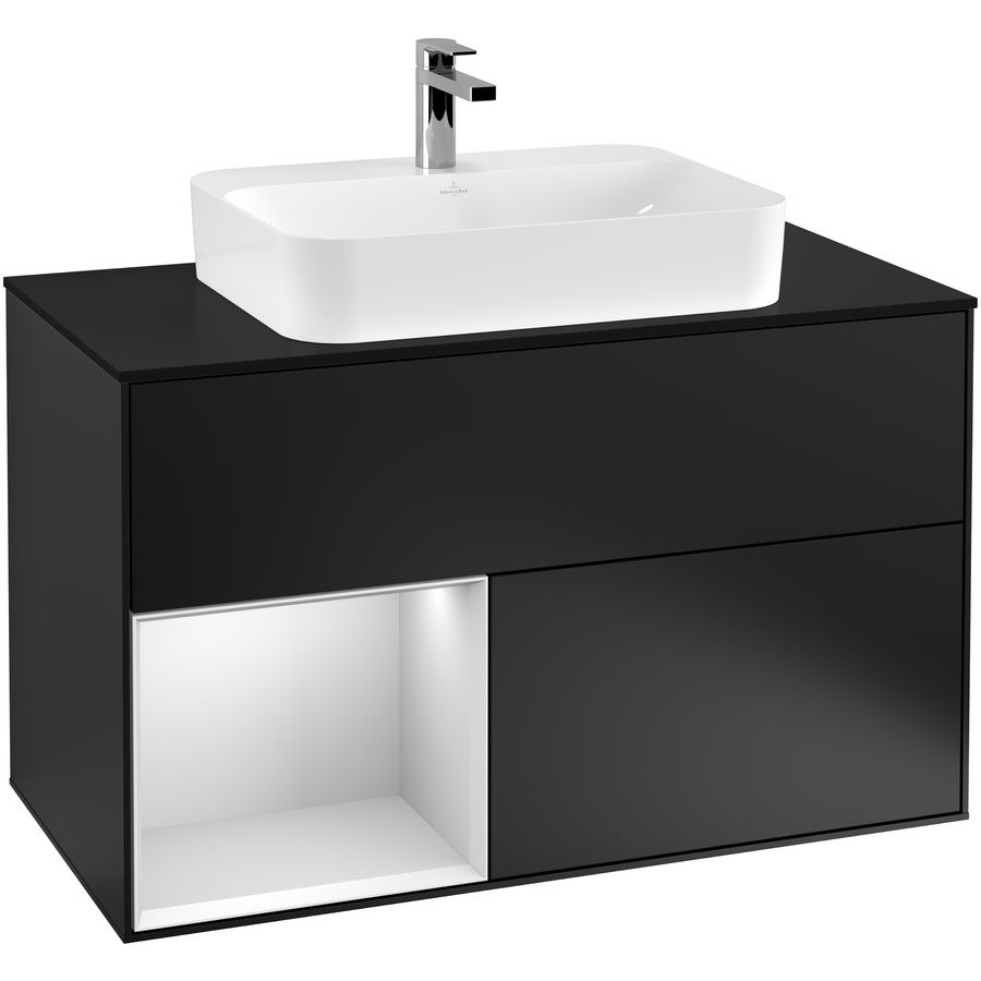 Wastafelonderkast Finion 1000x603x501mm Black Matt Lacquer F362MTPD