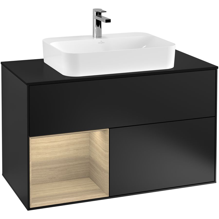 Wastafelonderkast Finion 1000x603x501mm Black Matt Lacquer F362PCPD
