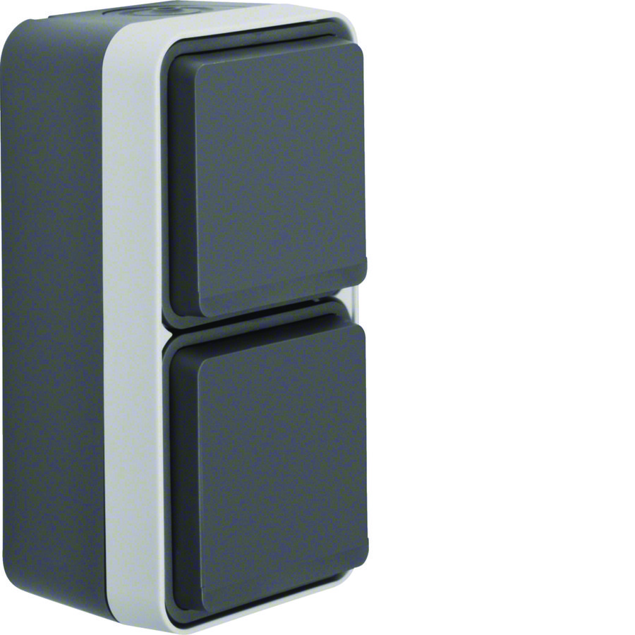 Wandcontactdoos 2-v vert.+behuizing W.1 ECO grijs