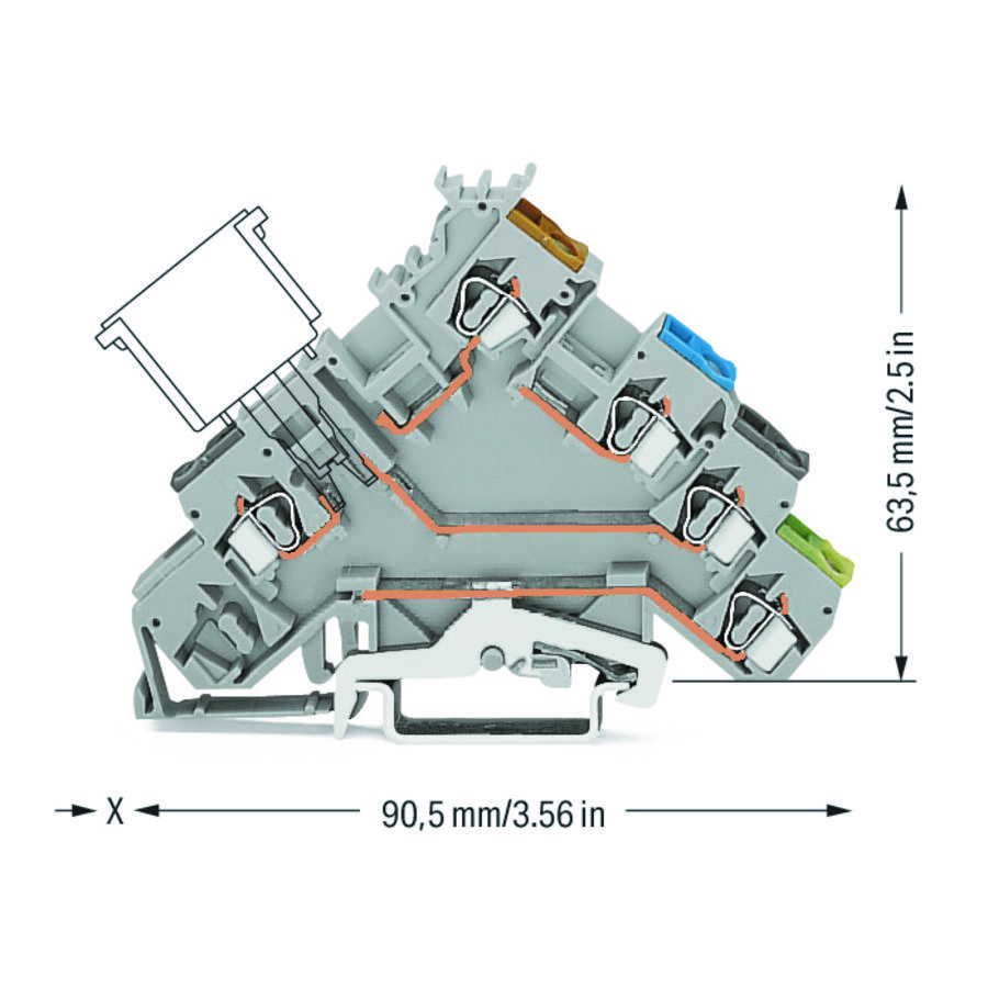 4-draads initiatorklem PE-aansl.modulestekers 280-571 VVE=50