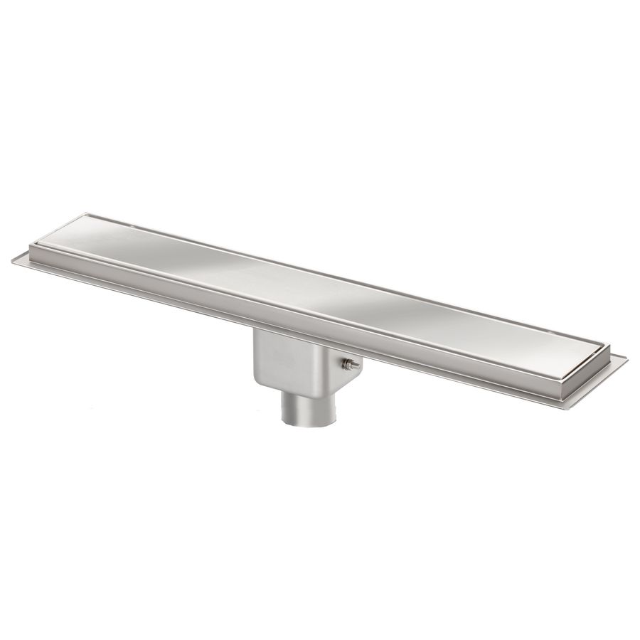 3e-generatie douchegoot rvs 600x100mm OU. 50mm blind rvs rooster waterslot 50mm