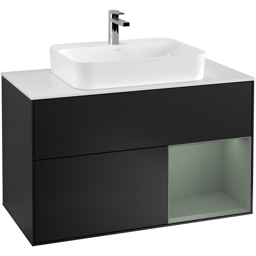 Wastafelonderkast Finion 1000x603x501mm Black Matt Lacquer F371GMPD