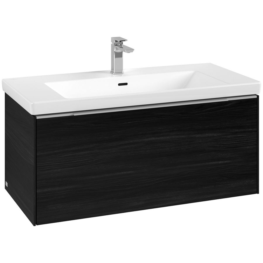 Wastafelonderkastkast SUBWAY 3.0 973x429x478mm Black Oak C56900AB greep alu. glans