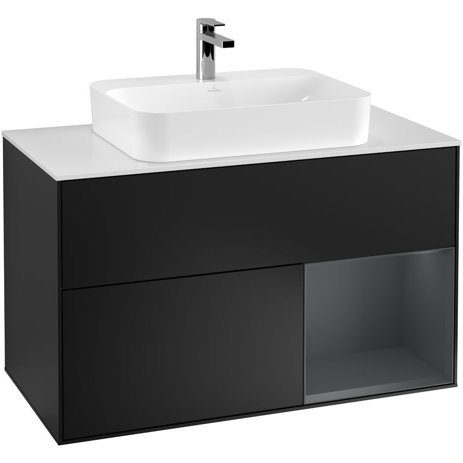 Wastafelonderkast Finion 1000x603x501mm Black Matt Lacquer F371HGPD