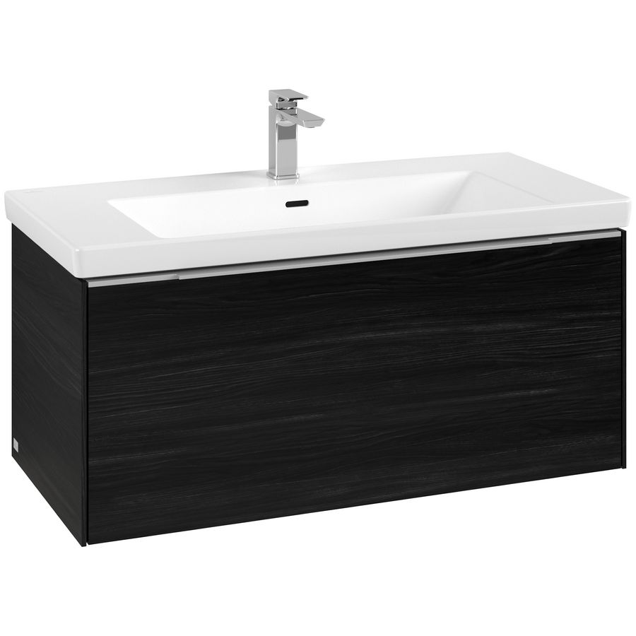 Wastafelonderkastkast SUBWAY 3.0 973x429x478mm Black Oak C569L0AB greep alu. glans