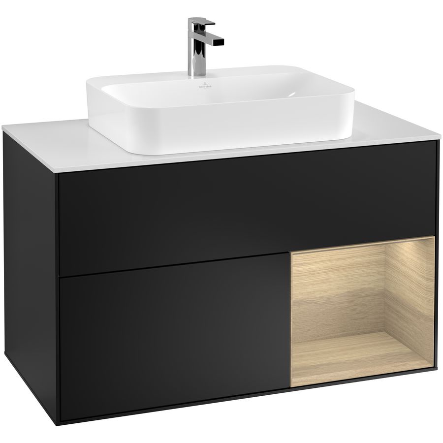 Wastafelonderkast Finion 1000x603x501mm Black Matt Lacquer F371PCPD