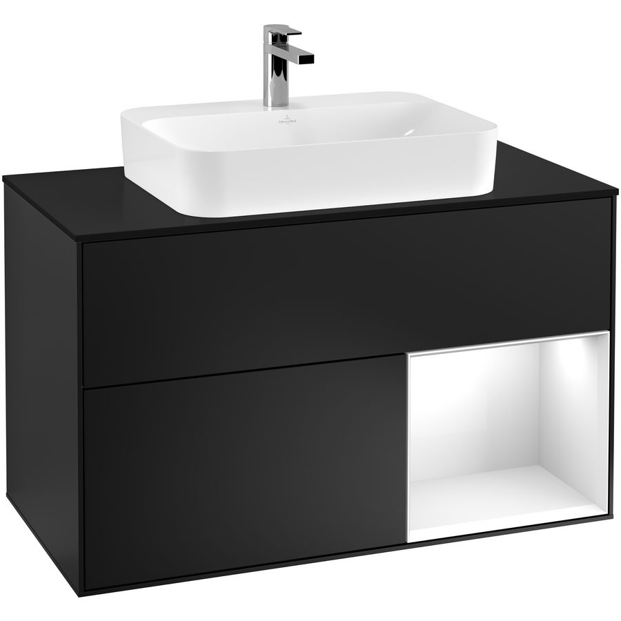 Wastafelonderkast Finion 1000x603x501mm Black Matt Lacquer F372GFPD