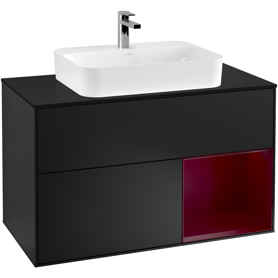 Wastafelonderkast Finion 1000x603x501mm Black Matt Lacquer F372HBPD