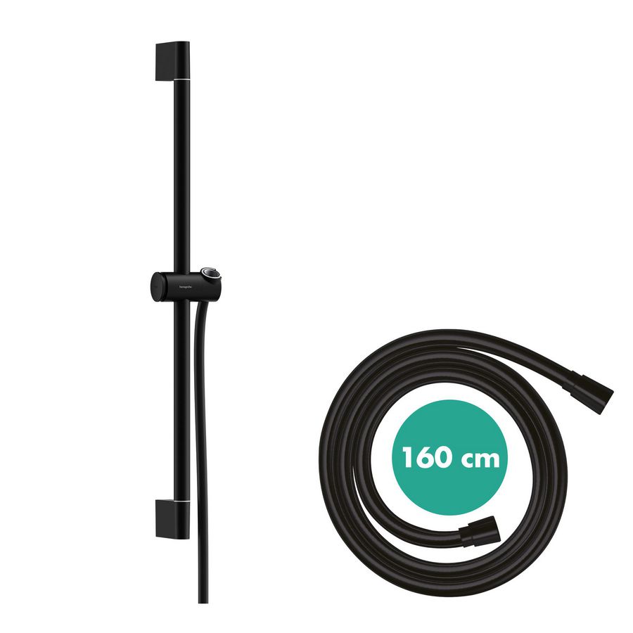 Unica Douchestang Pulsify S 65cm met push-schuifstuk en Isiflex doucheslang 160cm mat zwart