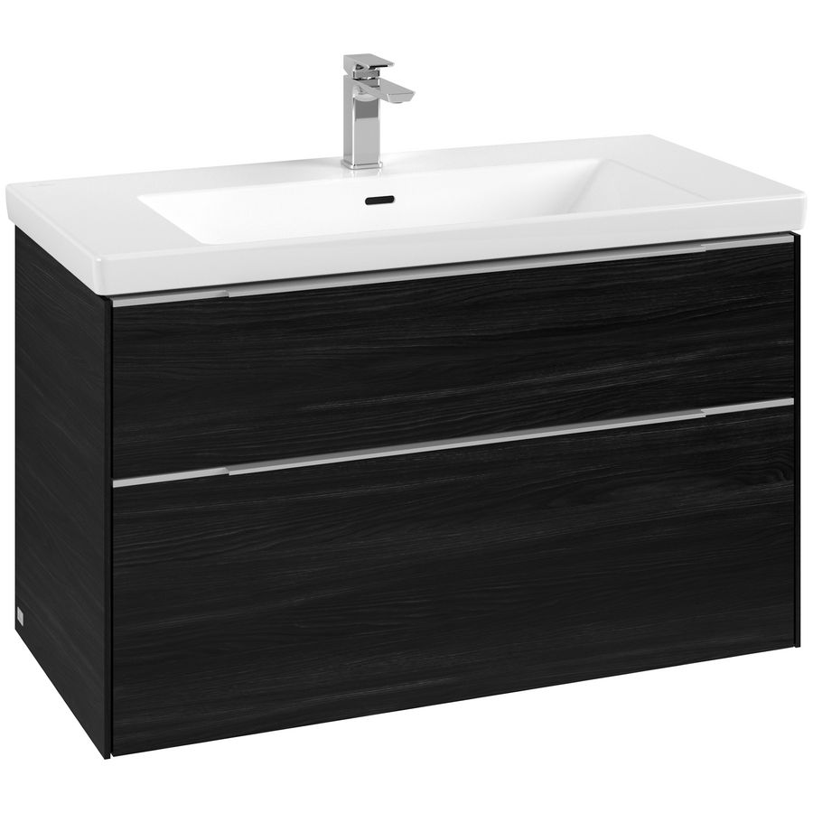 Wastafelonderkastkast SUBWAY 3.0 973x576x478mm Black Oak C57000AB greep alu. glans