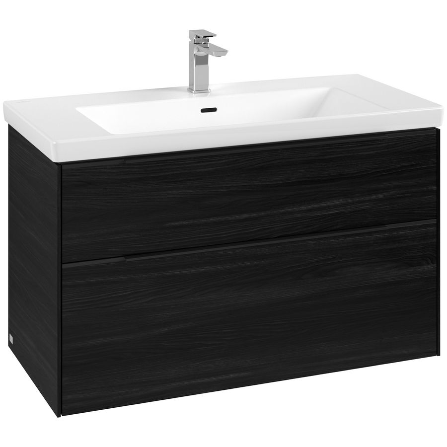 Wastafelonderkastkast SUBWAY 3.0 973x576x478mm Black Oak C57001AB greep Volcano Black