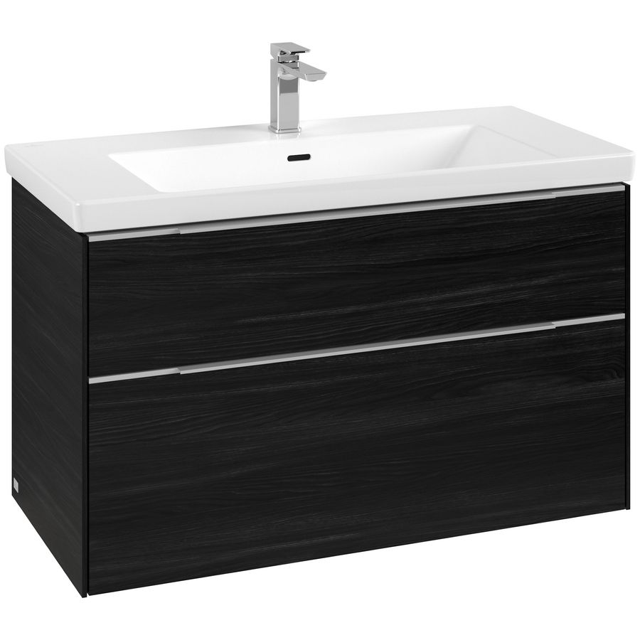Wastafelonderkastkast SUBWAY 3.0 973x576x478mm Black Oak C570L0AB greep alu. glans
