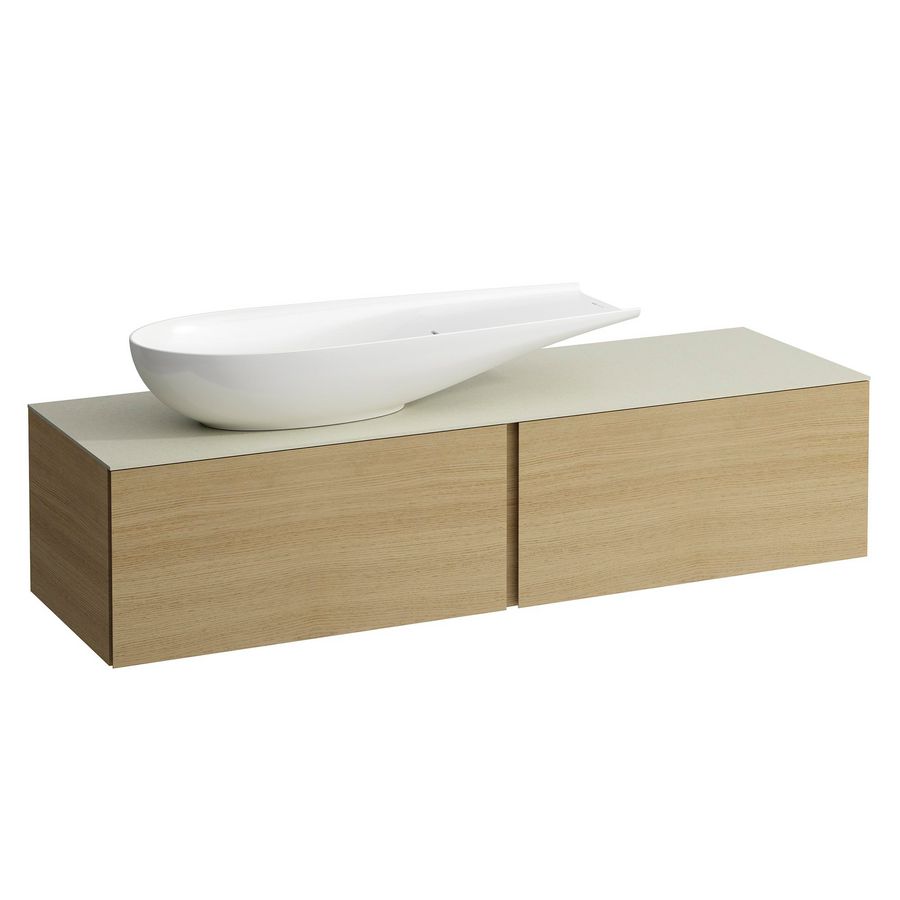 Onderbouwkast 1600X500 2x la cutout L kraangat Licht eike H4313440972501