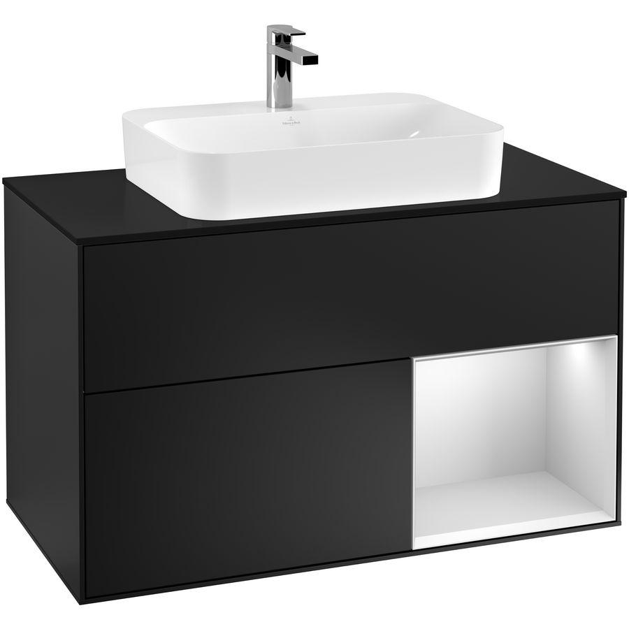 Wastafelonderkast Finion 1000x603x501mm Black Matt Lacquer F372MTPD