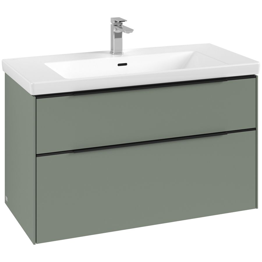 Wastafelonderkastkast SUBWAY 3.0 973x576x478mm Soft Green C57001AF greep Volcano Black
