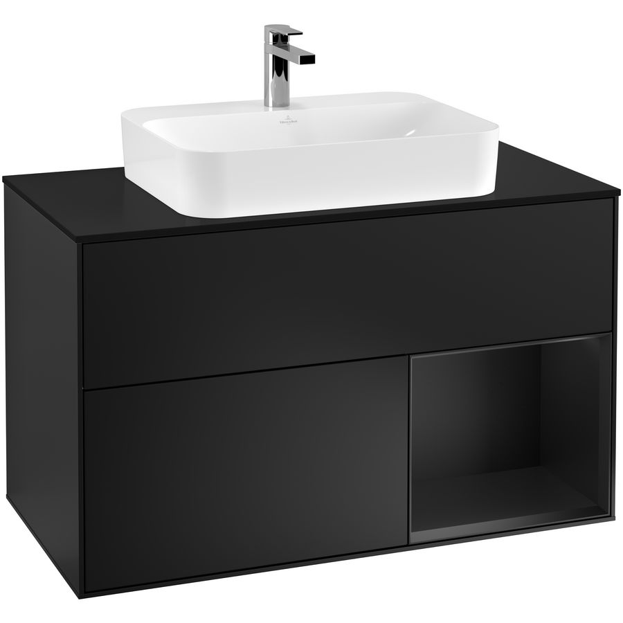 Wastafelonderkast Finion 1000x603x501mm Black Matt Lacquer F372PDPD