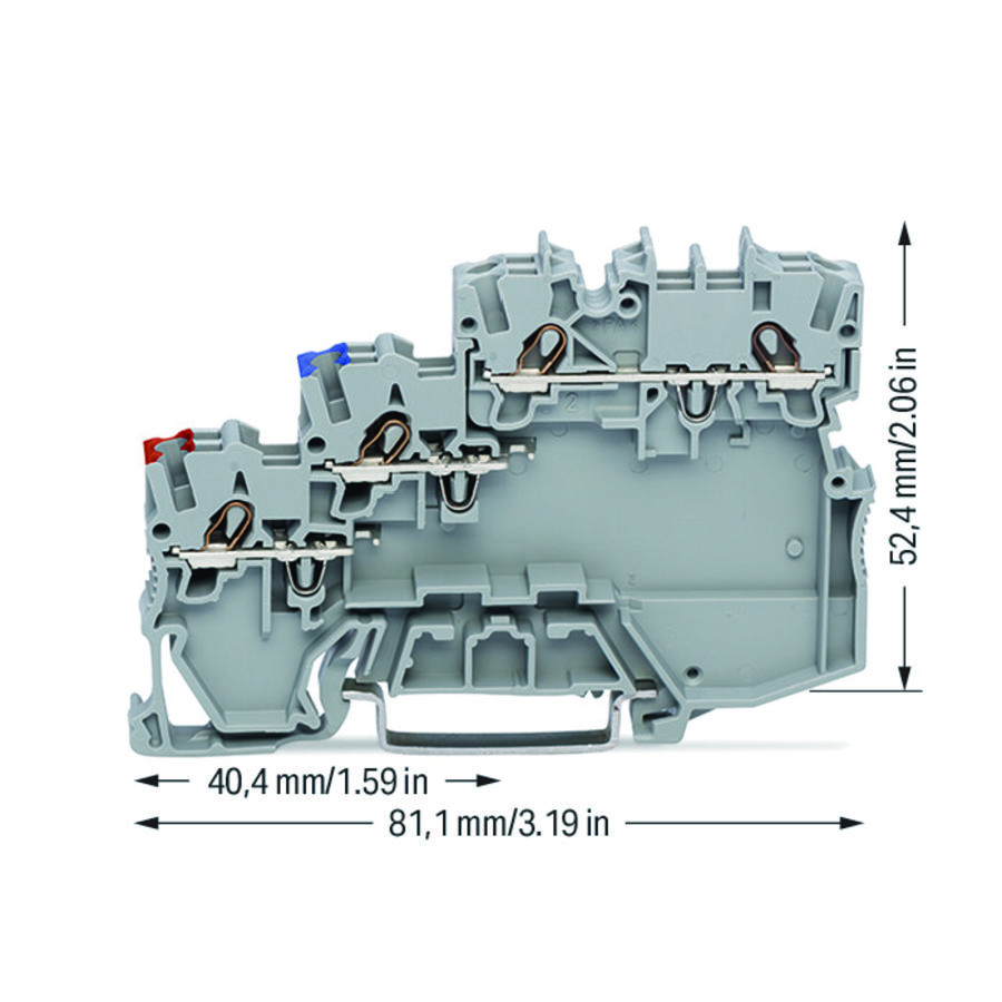 3-draads initiatorklem gekleurde invoeropeningen 1mm² VVE=50
