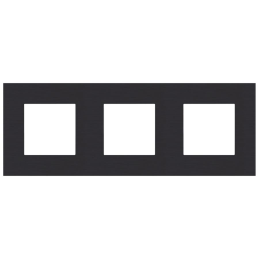 3-Voudige afdekplaat 71mm centerafst. Pure alu black br