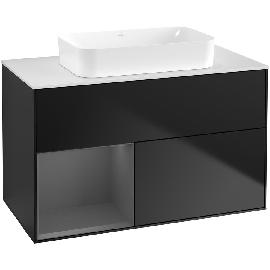 Wastafelonderkast Finion 1000x603x501mm Black Matt Lacquer F651GKPD