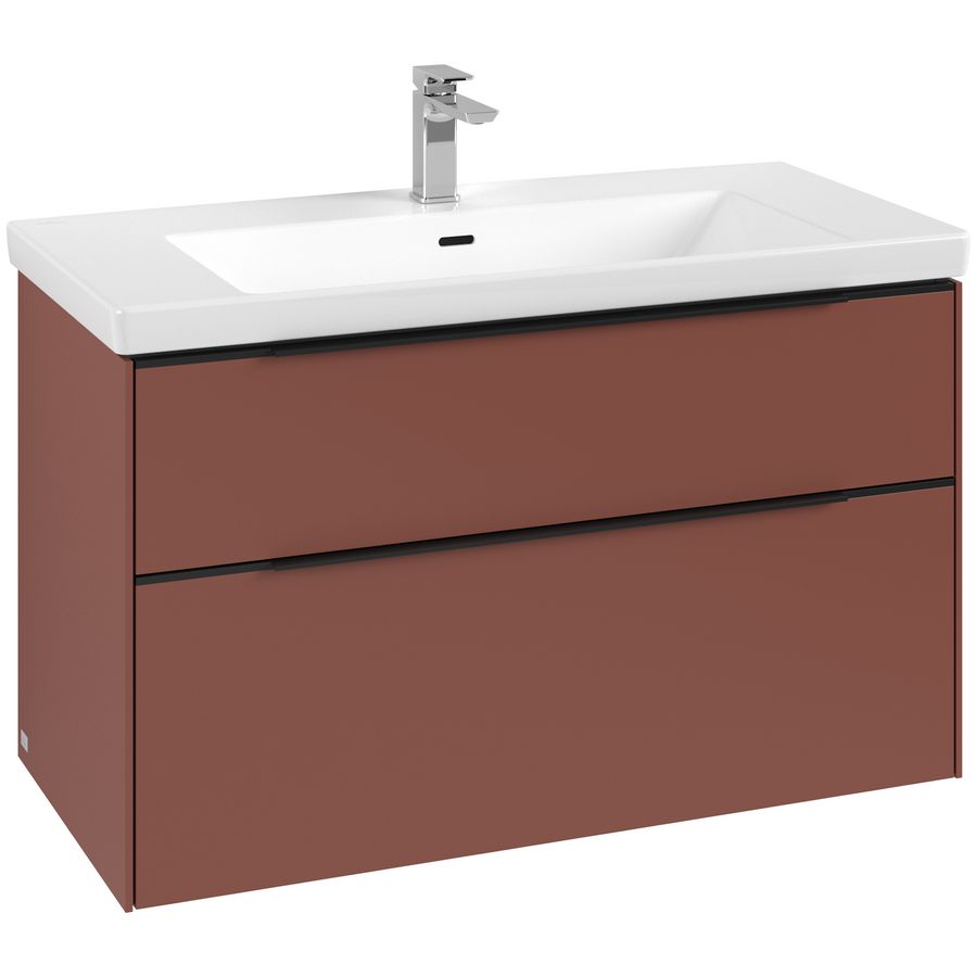 Wastafelonderkastkast SUBWAY 3.0 973x576x478mm Wine Red C57001AH greep Volcano Black