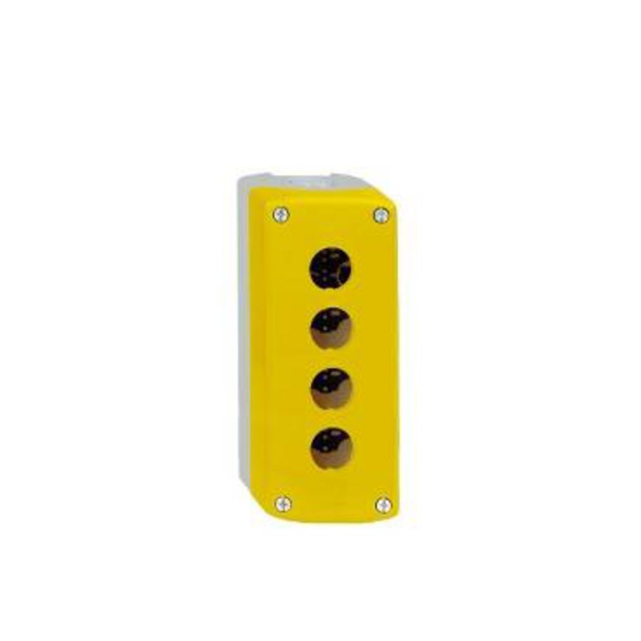 Lege drukknopkast 4 gaten 22mm Kunststof Geel Harmony XAL-K