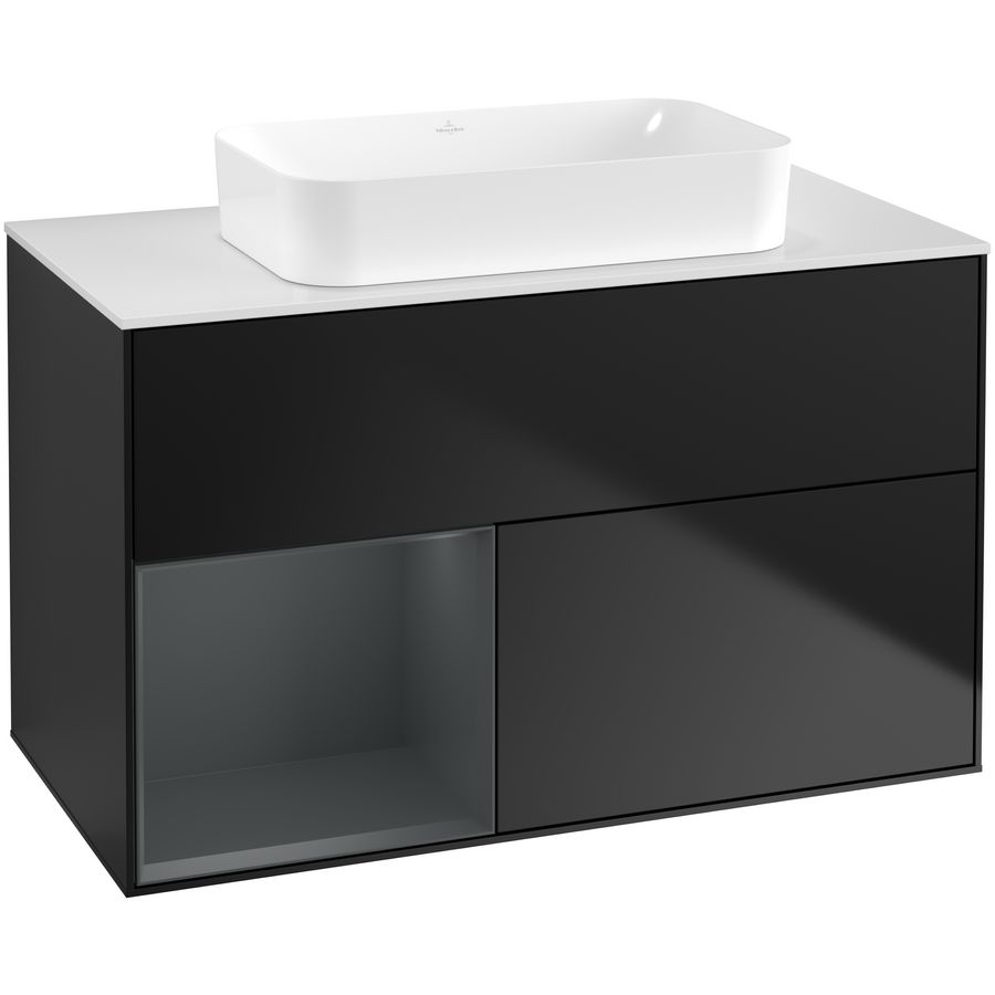 Wastafelonderkast Finion 1000x603x501mm Black Matt Lacquer F651HGPD